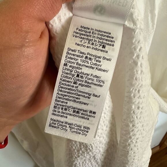 J. Crew Factory Women’s White Seersucker Tie Front Midi Dress - Picture 12 of 13